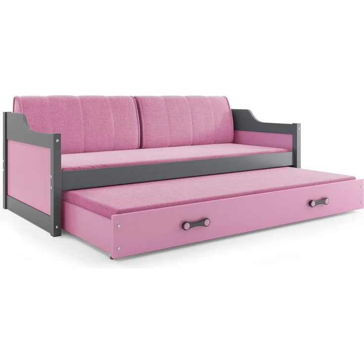 BMS Jugendbett Dawid Graphit Rosa Bettkasten 2xMatratze – Bild 1