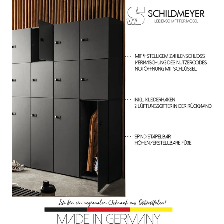 Schildmeyer Locked Spind Schrank Set Dial 702028 mit Zahlenschloss, Holzwerkstoff, anthrazit – Bild 11
