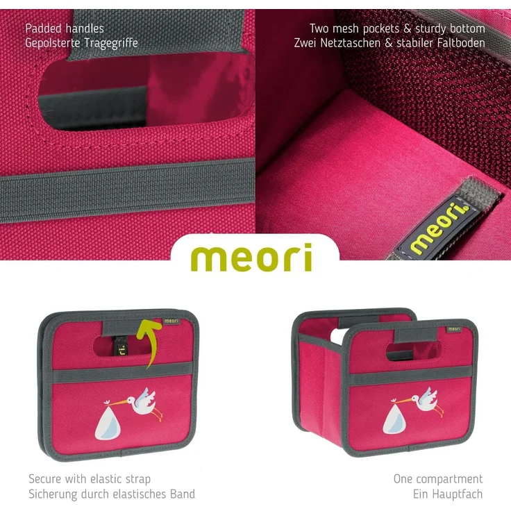 Meori - Faltbox Mini Aufbewahrungsbox Klappbox Pink Storch A100499 – Bild 3