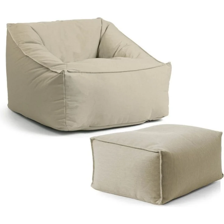 mokebo Sitzsack Der Sunnyboy (mit Hocker), Made in Germany, Beanbag Outdoor, Sitzsack, Gartenliege in Sand – Bild 1