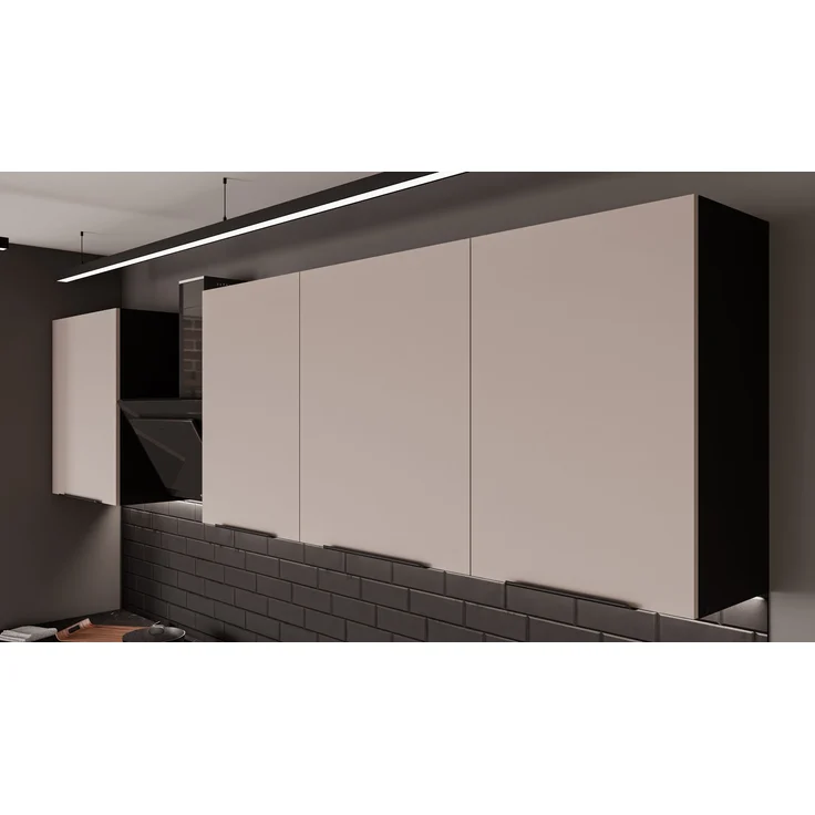 Küche SIENA + ARONA BASIC 280 cm Küchenzeile Küchenblock Einbauküche Kaschmir beige + Schwarz matt – Bild 4