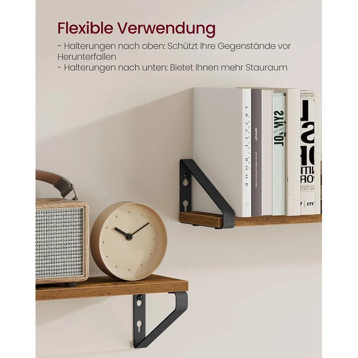 VASAGLE 'LWSDE042K01' Wandregal 2er Set, vintagebraun-mattschwarz, 12,7 x 40 x 11,2 cm – Bild 5