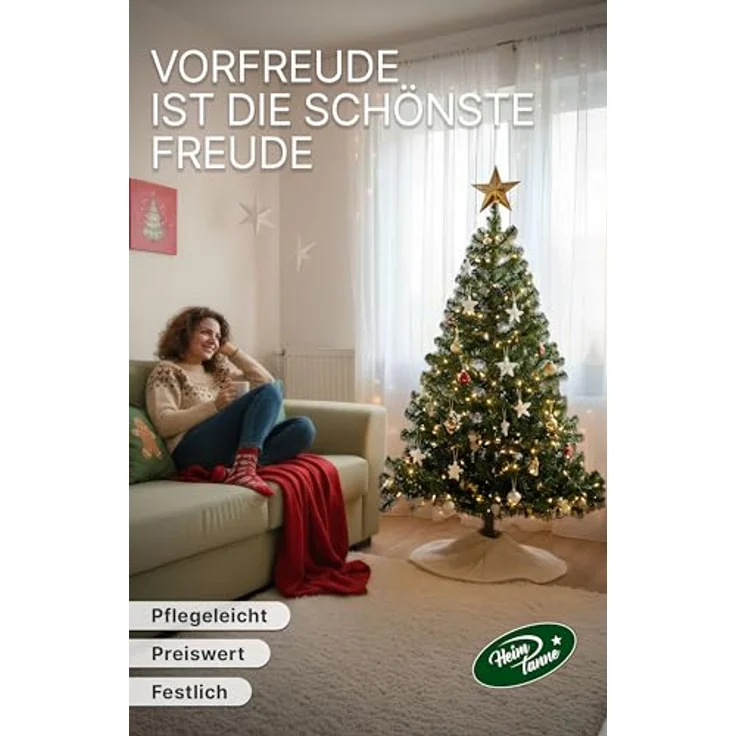 150 cm Künstlicher Weihnachtsbaum aus 100% PVC – Dicht & Formstabil mit 600 Zweigen (Ø 90 cm), Schnellaufbau-System, Schwer Entflammbar – Bild 3