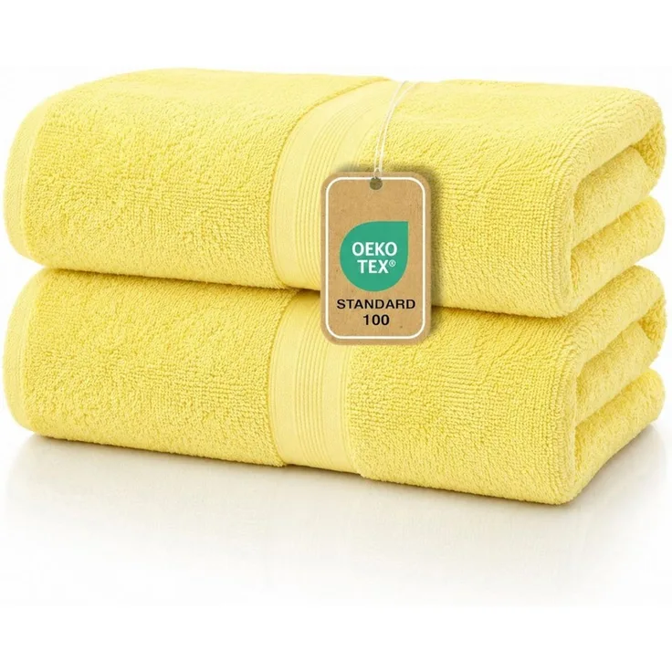 leevitex® Duschtücher 2er-Set, 70x140 cm, 100% Baumwolle, saugstark und fusselfrei, Frottee (Set, 2-St), OEKO-TEX® STANDARD 100 zertifiziert, gestreifte Bordüre