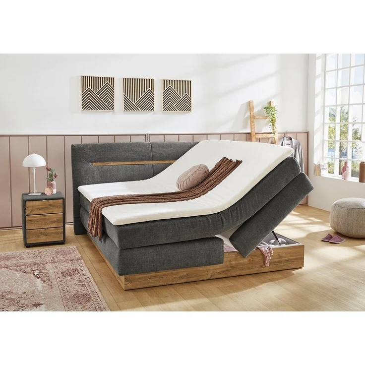 Jockenhöfer 'Nika' Boxspringbett, 180x200 cm, Chenille Dunkelgrau – Bild 3