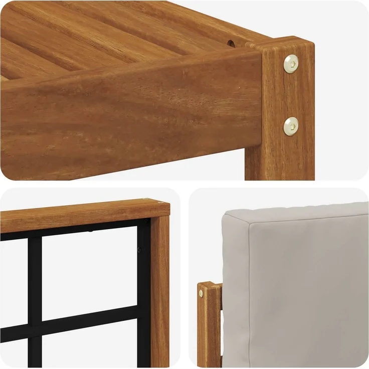 vidaXL Outdoor-Sofagarnitur 5 stk. 4-Sitzer Natur und Hellgrau 3366369 – Bild 7