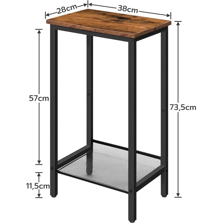Hoobro BEISTELLTISCH Braun Hoch mit Verstellbarer Netzablage (H 73.5 x T 38 x B 28 cm) – Bild 3
