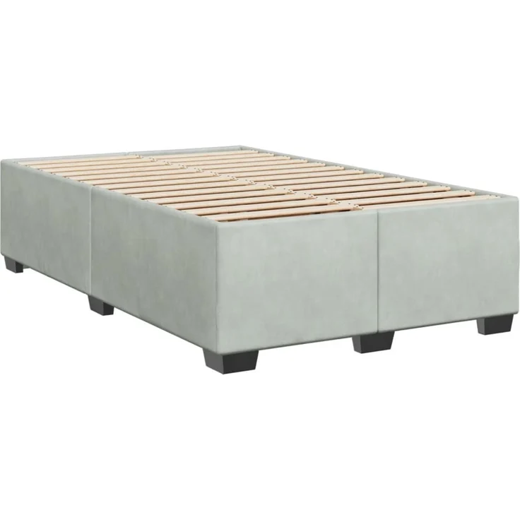 vidaXL Boxspringbett mit Matratze Hellgrau 120x200 cm Samt 3288576 – Bild 7
