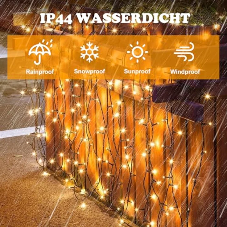 Jsdoin 100/200/300/400/600er Led Lichterkette Außen, Wasserdicht 8 Modi Warmweiß Lichterkette Innen Strom mit Timer Speicherfunktion für Weihnachten Party, Weihnachtsbaum,Garten, Hochzeit – Bild 6