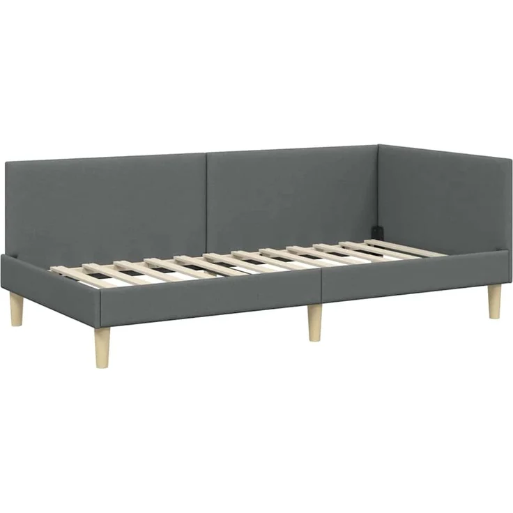 vidaXL Eckbettgestell mit Matratze 2 stk. Dunkelgrau 100 x 200 cm 3393750 – Bild 6