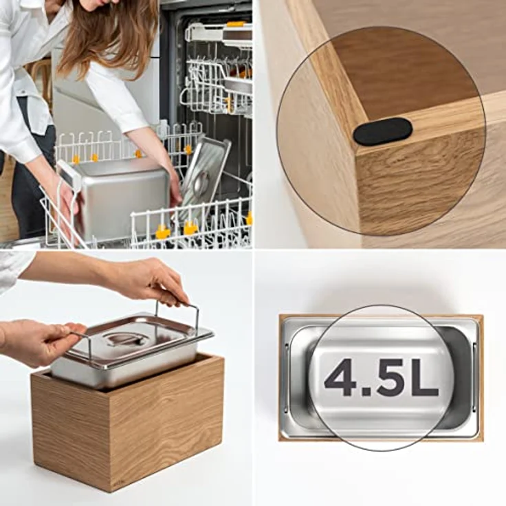 KAZAI. Biomülleimer Echtholz-Veneer, Design Bio-Mülleimer Spülmaschinenfest und aus Echtholz-Veneer – Bild 4