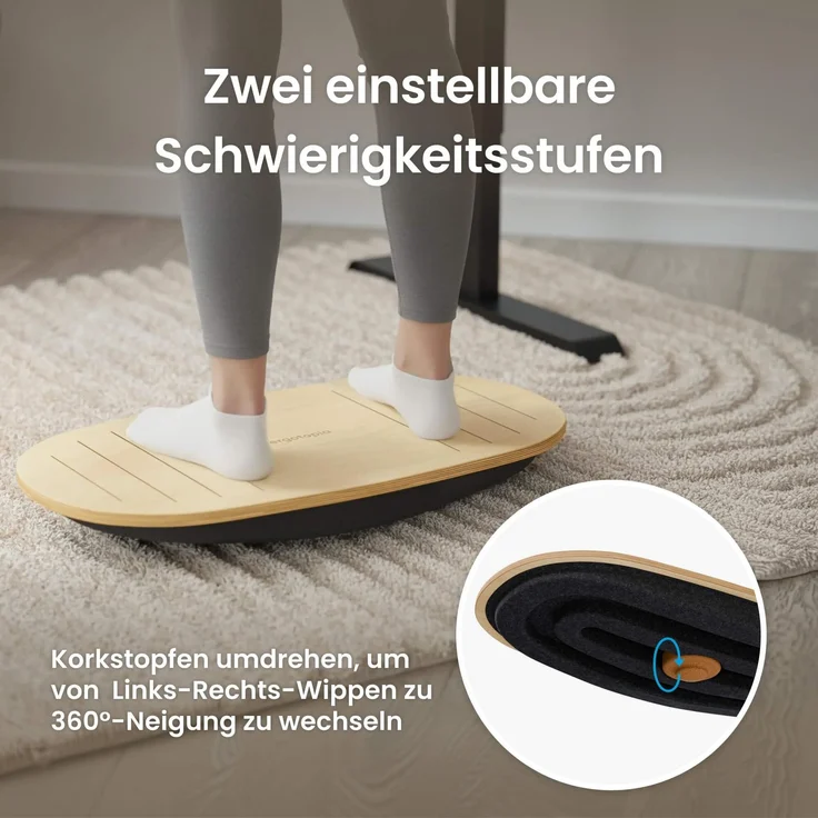 Ergotopia Balance Board Grau | Ergonomisches Wackelbrett für Büro, Homeoffice & Steharbeitsplatz | Gleichgewicht, Haltung & Rücken – Bild 4