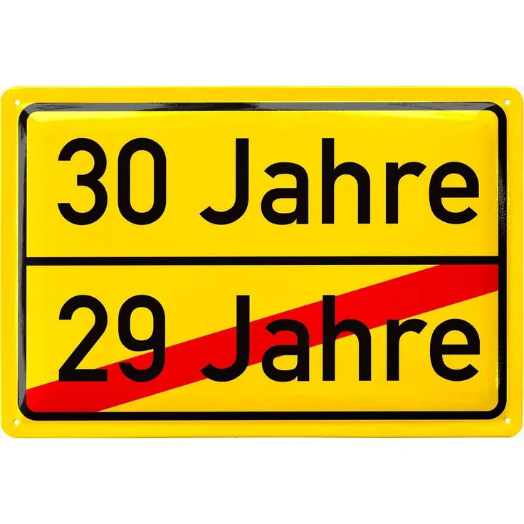 LANOLU Blechschild 30 Jahre Ortsschild - 20x30cm – Metall – Gelb – 20183