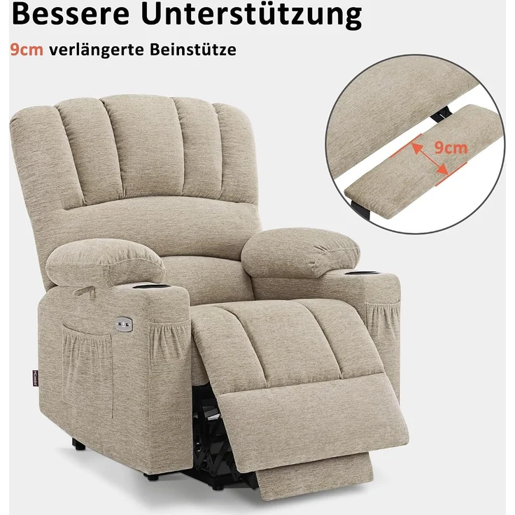M MCombo Fernsehsessel mit Aufstehhilfe Elektrisch, 7102 (Stoff, Grau) – Bild 6