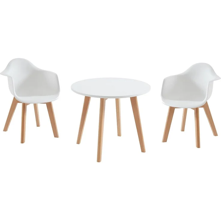 Vente-unique - LOULOUNE Essgruppe PlastikHolz, Platte BeigeWeiß - B 60 cm x H 51 cm x L 60 cm – Bild 2