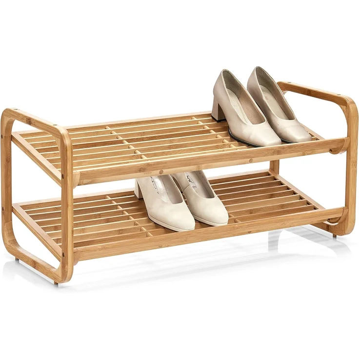 Zeller Schuhregal m. 2 Ablagen, Bambus, 74 x 33 x 33 cm – Bild 4