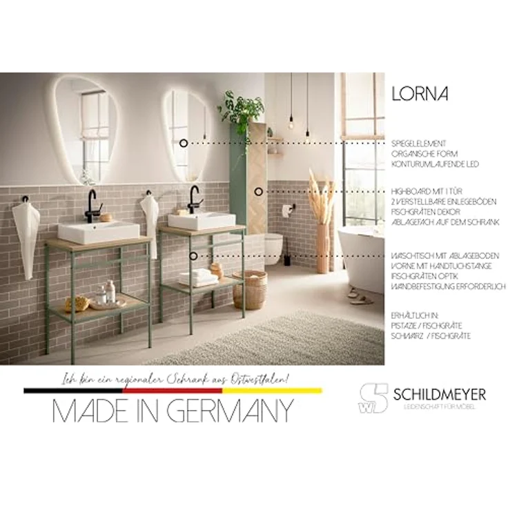 Schildmeyer Lorna Highboard 160681, Pistazie/Fischgräten Dekor – Bild 6