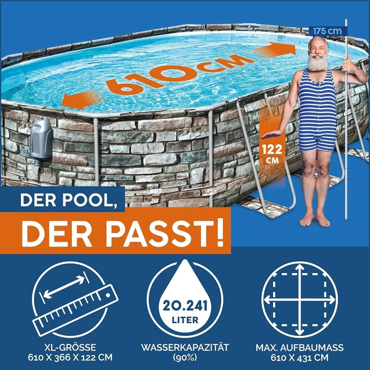 Bestway Pool-Set Power Steel Comfort Jet Series Oval 610x366x122 cm 92855 – Bild 3