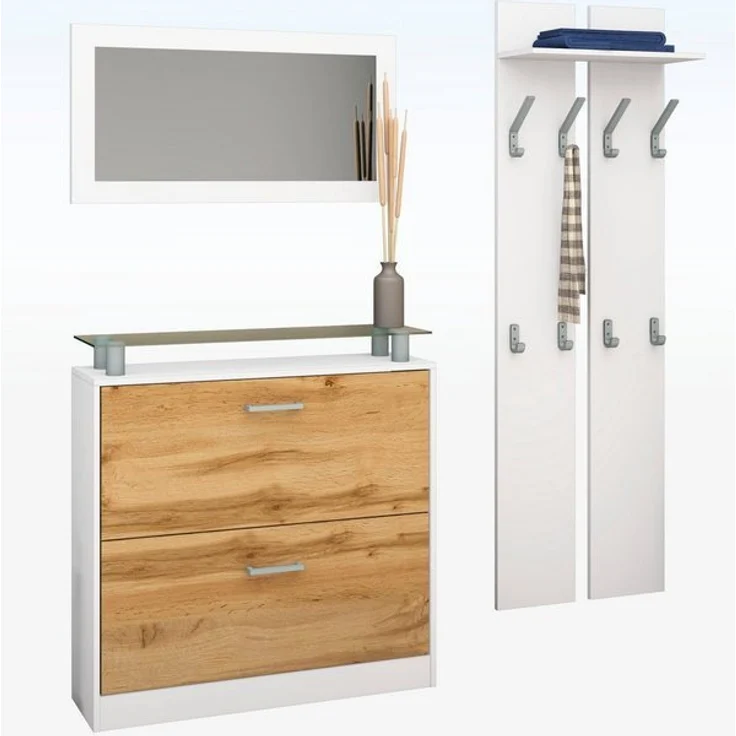 borchardt Möbel Garderoben-Set Finn, (Set, 3-St), mit Glasablage – Bild 4