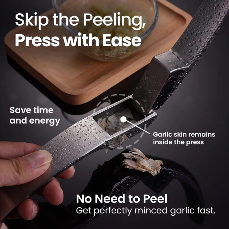 Knoblauchpresse-Set, Knoblauchpresse Garlic Easy Combo, Edelstahl, abnehmbarer Griff, kein Schälen – Bild 5