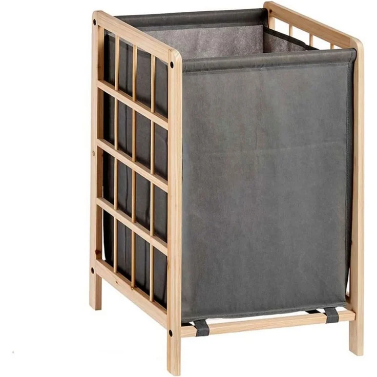Wäschekorb Bigbuy Home für Kleidung grau Holzmaterial (33 x 60 x 39 5 cm)