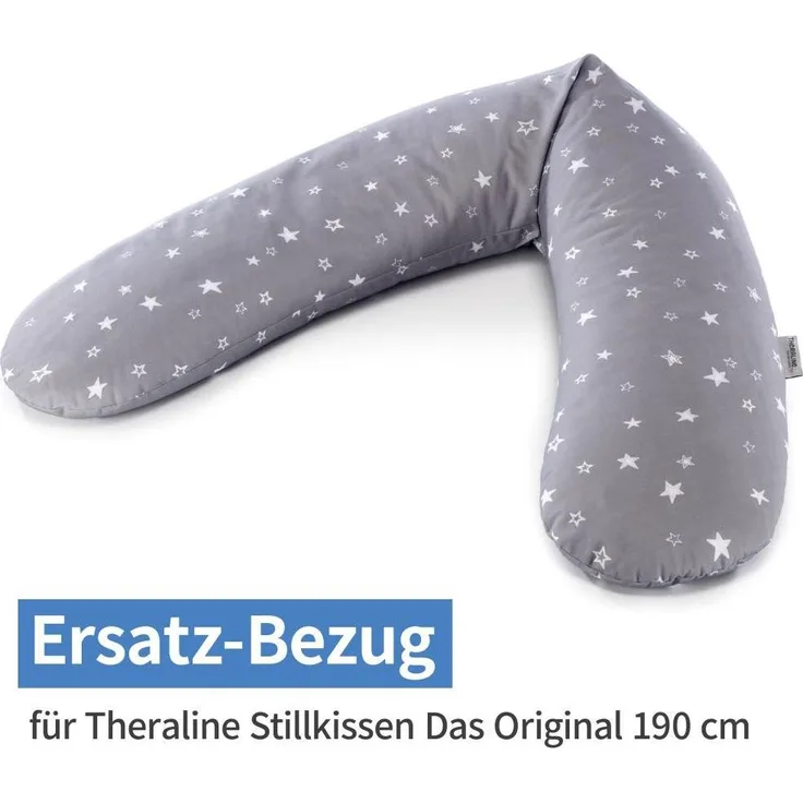 Theraline Stillkissen 4-tlg. Sparset, Original 190 cm inkl. zwei Baumwoll-Bezügen und Nachfüllpack mit Mikroperlen, hautfreundlich und pflegeleicht