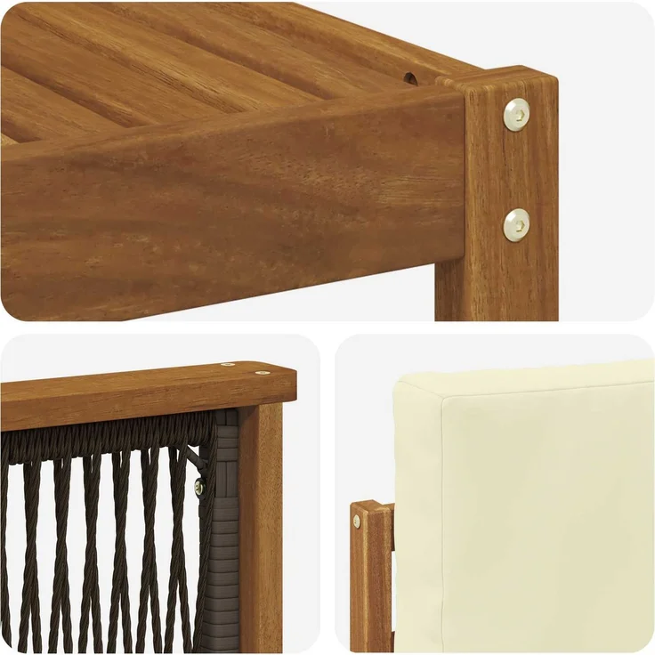 vidaXL Outdoor-Sofagarnitur 6 stk. 5-Sitzer Natur und Creme 3384561 – Bild 6