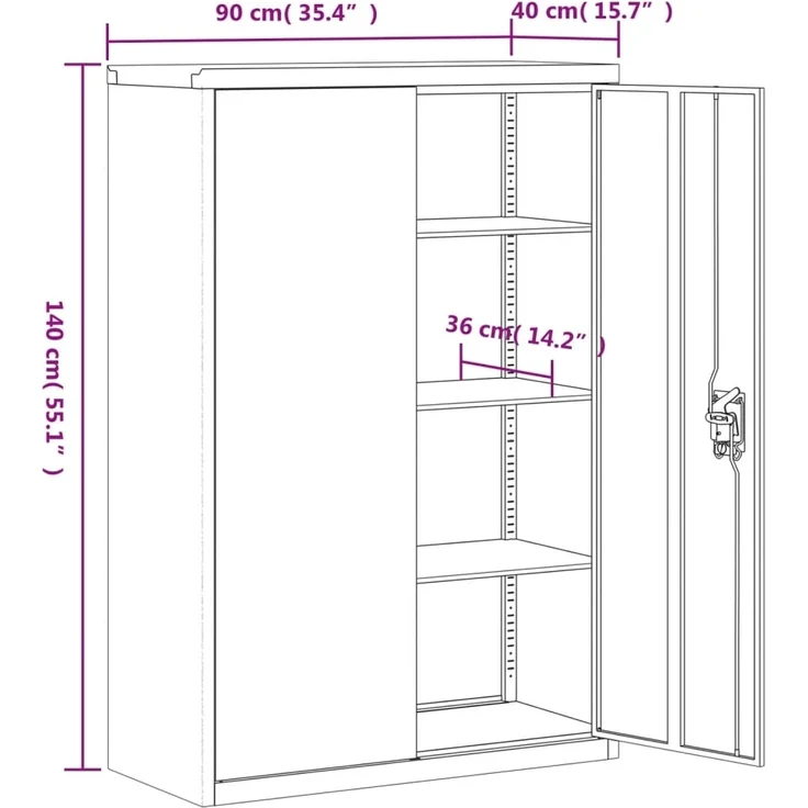 vidaXL Aktenschrank Anthrazit 90x40x140 cm Stahl 339747 – Bild 9
