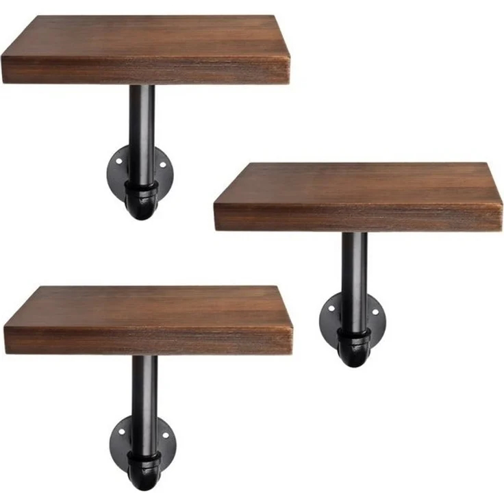 Navaris Wandregal Regal aus Holz und Metall - 3er Set Schweberegal Hängeregal, 3-tlg. – Bild 4