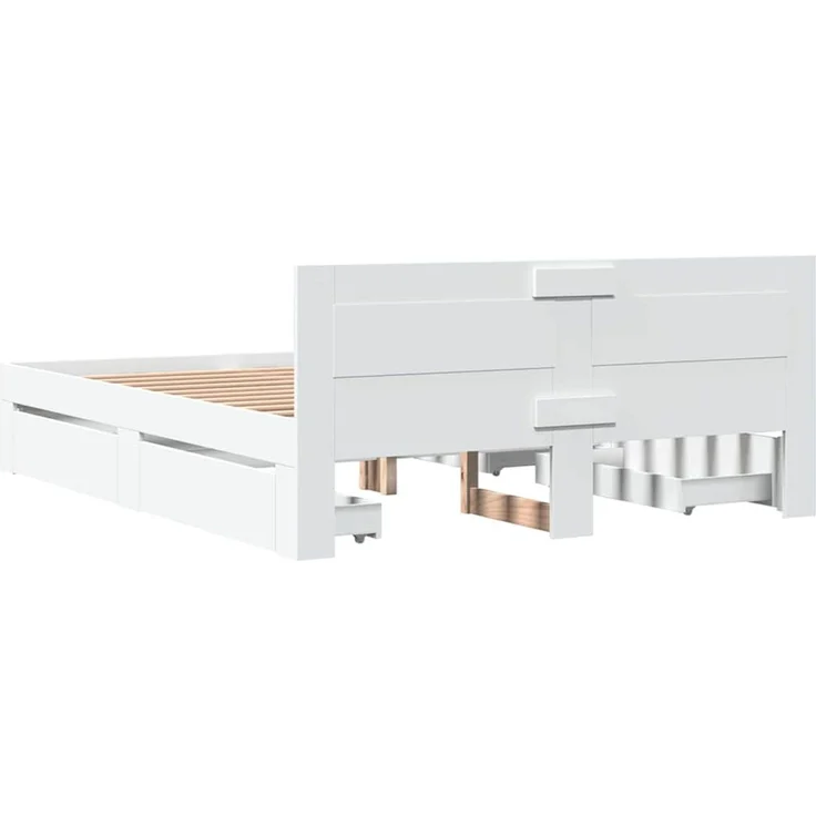 vidaXL Bettrahmen mit Schubladen Weiß 150 x 200 cm Holzwerkstoff 3402858 – Bild 8
