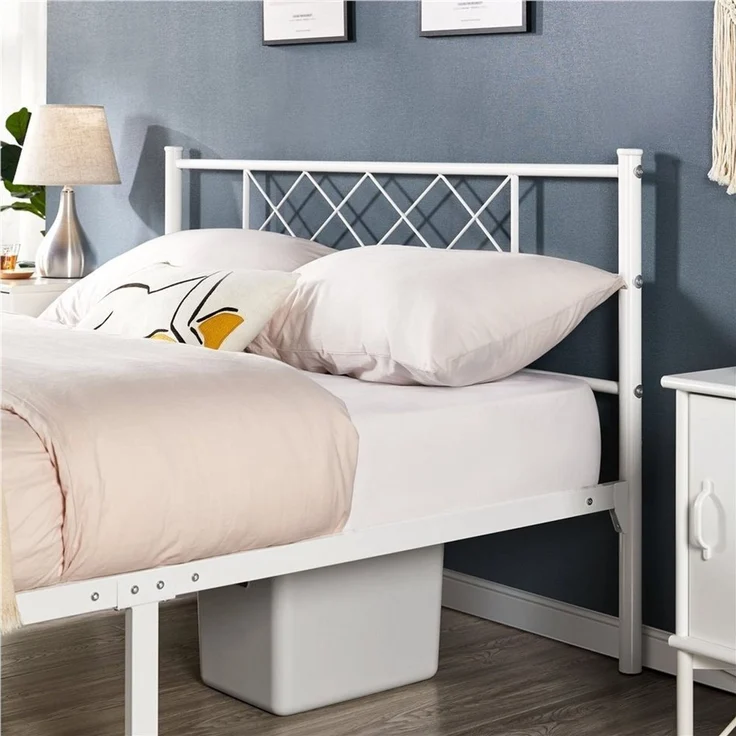 Yaheetech Bettgestell Metallbett mit Lattenrost, mit Kopfteil, 140x200cm – Bild 3