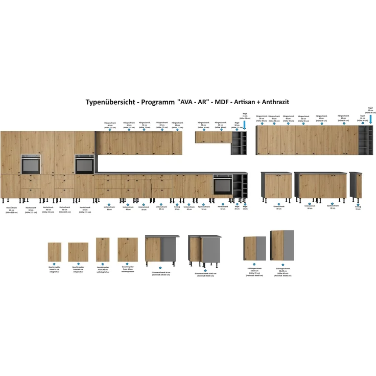 Frontblende integrierten Geschirrspüler 60 cm Küche AVA Artisan Lamellenoptik – Bild 3