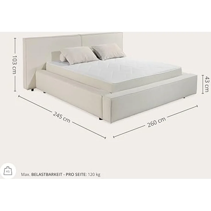 Calais Polsterbett 180x200 – Zeitloses Design mit Premium-9-Zonen-Matratze, Duo-Wendefunktion & hohem Schlafkomfort – Bild 2