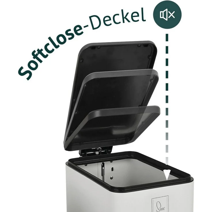 SVITA Mülleimer STM15, Treteimer, Kosmetikeimer, 15L, Stahl pulverbeschichtet, Weiß – Bild 3