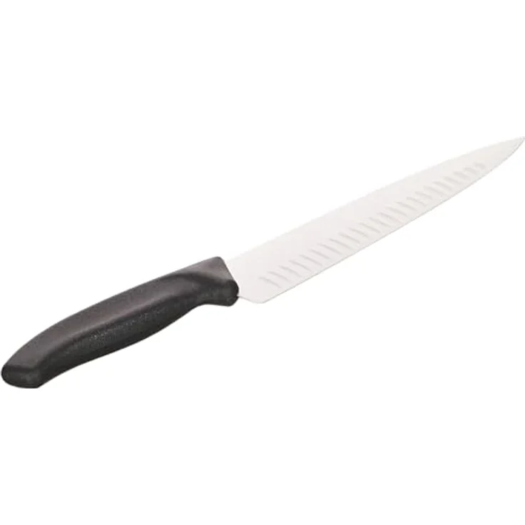 Victorinox Swiss Classic Tranchiermesser, extra breite Klinge, 20 cm Klinge, Kullenschliff, Spülmaschinengeeignet, Geschenkbox, schwarz – Bild 3