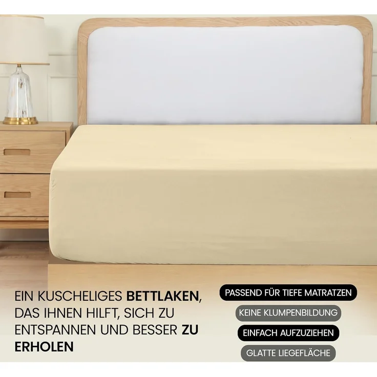 Utopia Bedding - Spannbettlaken 90x190 cm - Beige - Oeko-Tex Zertifiziertes Gebürstete Polyester-Mikrofaser Spannbetttuch - 35 cm Tiefe Tasche – Bild 6
