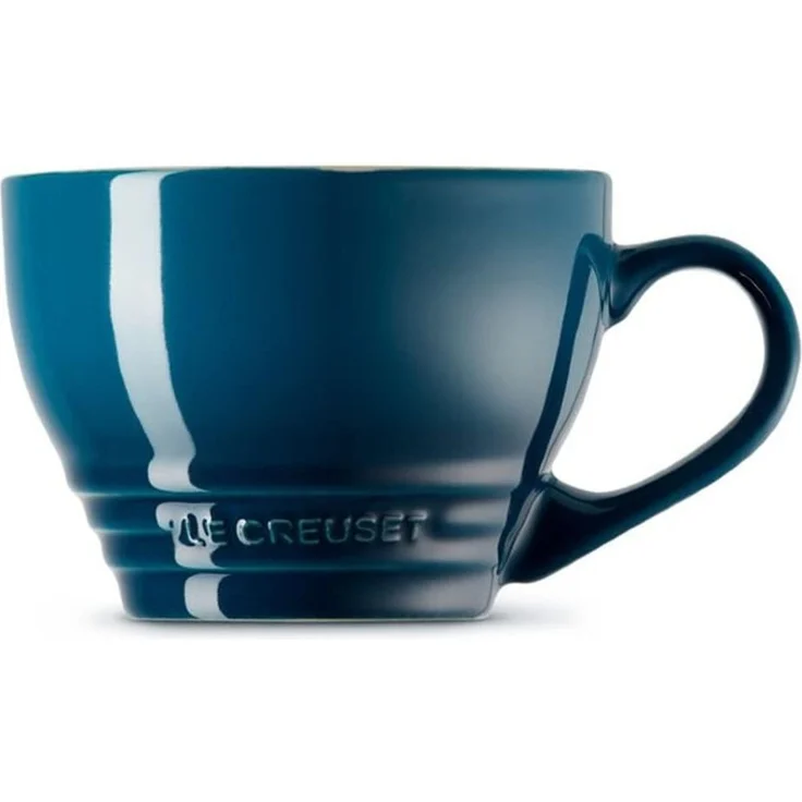 Le Creuset Große Cappuccino Tasse aus Steinzeug, 400 ml, Deep Teal, 70304406420002