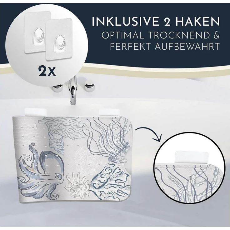 Homerella Badematte rutschfest 100% BPA frei inkl. 2 Haken zum Aufhängen 100x40cm, Antirutschmatte Badewanne hautsensitiv & schimmelresistent – Bild 3