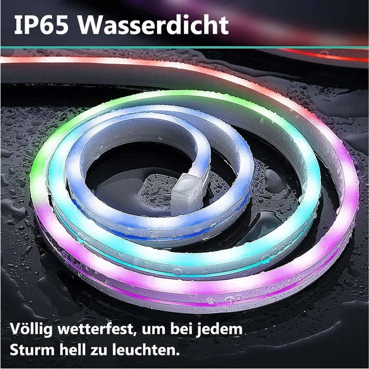 LMaxhome LED Stripe RGBIC 3M Neon LED Streifen APP Steuerung Wasserdichte Smart Lichtband, 20W, Funktioniert mit Alexa und Google Assistant, Flexibler DIY, Party – Bild 4