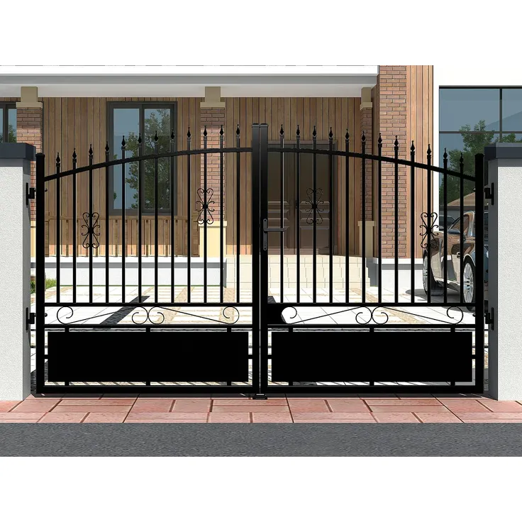 Vente-unique - NERBIS Eingangstor Metall Schwarz - B 5 cm x H 160 cm x L 351 cm