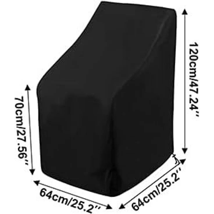 Stacking Outdoor Chair Cover Waterproof, Outdoor Patio Furniture Covers Stacked Chairs 210D, Lounge Chair Covers Outdoor Stack Chairs for All Weather Protection, Black, 25"L x 25"W x 47”H – Bild 2