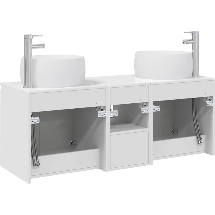 vidaXL Badezimmerschrank-Set 3 stk. Hochglanz Weiß 129 x 44,5 x 80 cm 3405721 – Bild 8