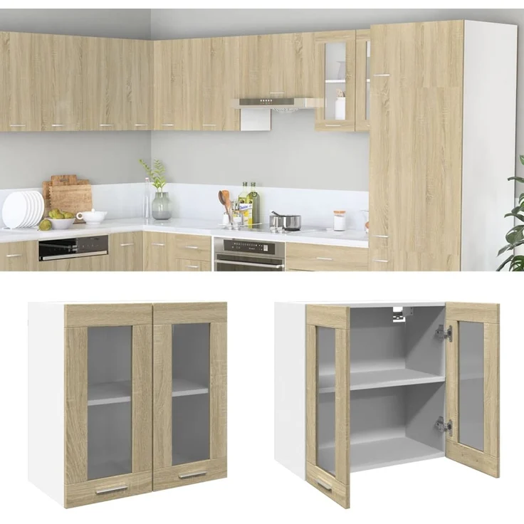 vidaXL Hängeglasschrank Sonoma-Eiche 60x31x60 cm Holzwerkstoff 849632 – Bild 1