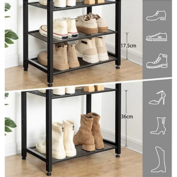 HOOBRO Schuhregal mit 8 Ebenen, Schmale Schuhablage, Schuhschrank, für 14-16 Paar Schuhe, Platzsparend, für Eingang, Flur, Wohnzimmer, Dunkelbraun-Schwarz EBF48XJ01 – Bild 5