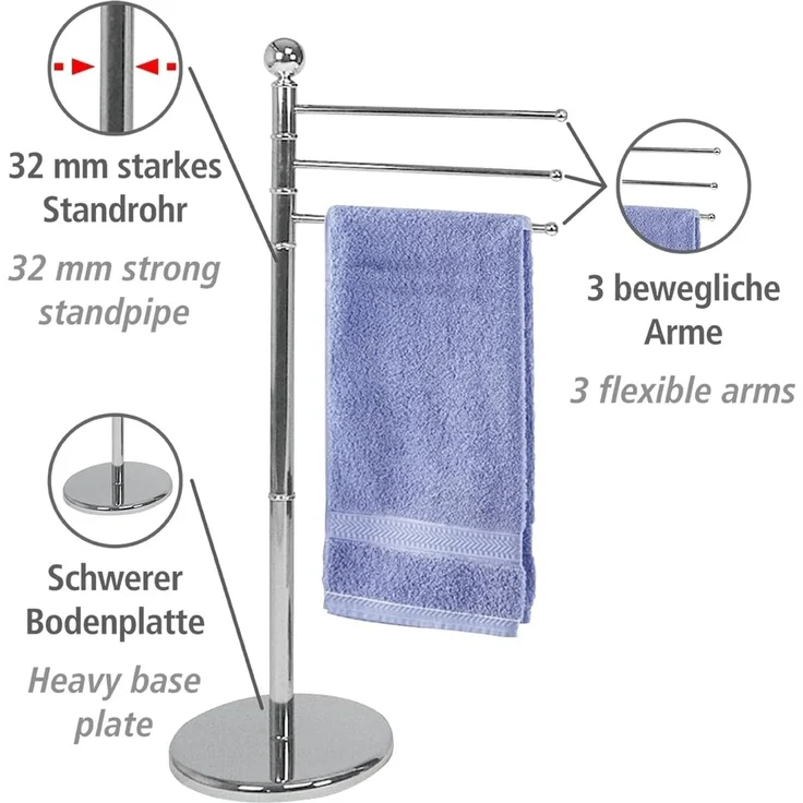 Wenko Exclusiv Handtuchständer 3-armig, chrom – Bild 2