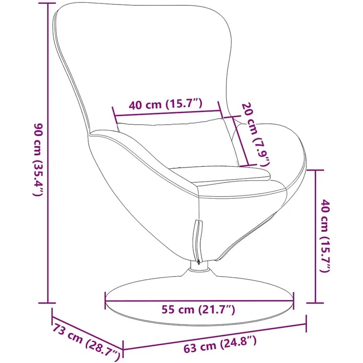 vidaXL Eiersessel Blau Samt 42002723 – Bild 9