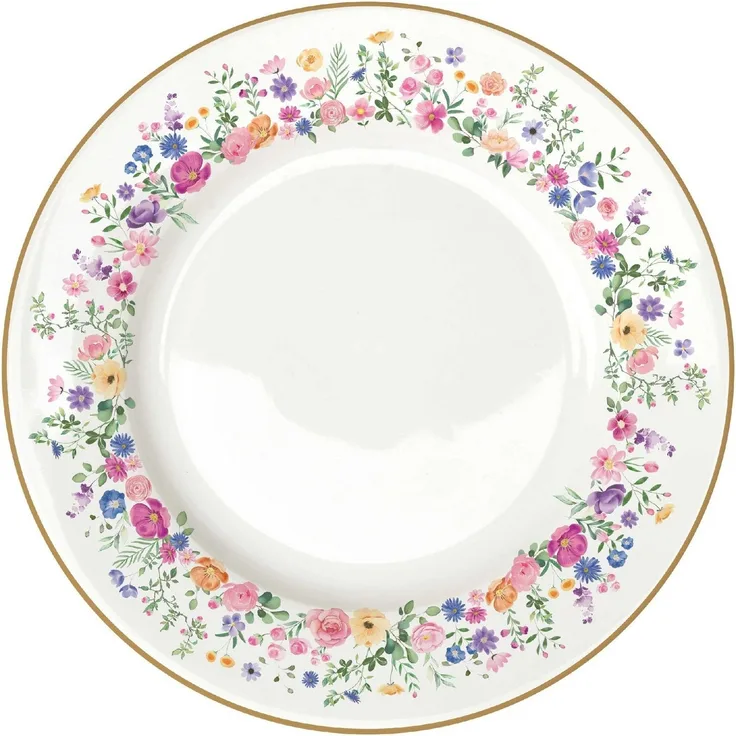 EasyLife Speiseteller Mon Amour, Spülmaschinengeeignet, Mehrfarbig, Motiv: Herzen & Blumen