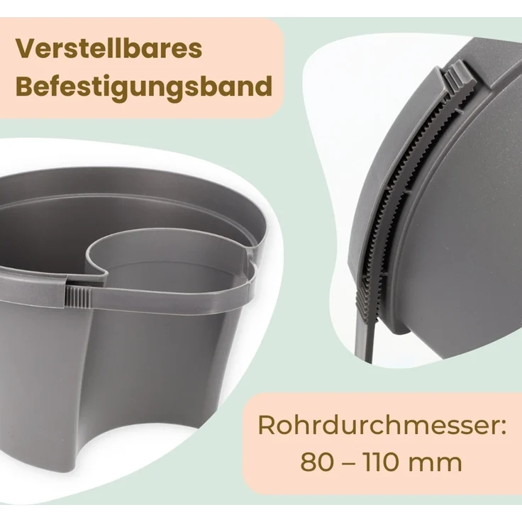 Blumentopf für Regenrohr Fallrohr Blumentopf Regenrohr Pflanzengefäß Regenrinne Fallrohrpflanzgefäß Pflanztopf für Pfosten Säulentopf Abflussrohr Hängetopf Säule Grau – Bild 6