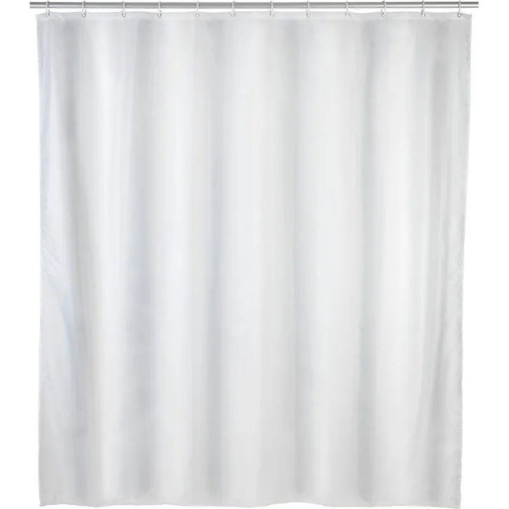 WENKO UNI Duschvorhang 120 x 200 cm, Weiß, Polyester, waschbar