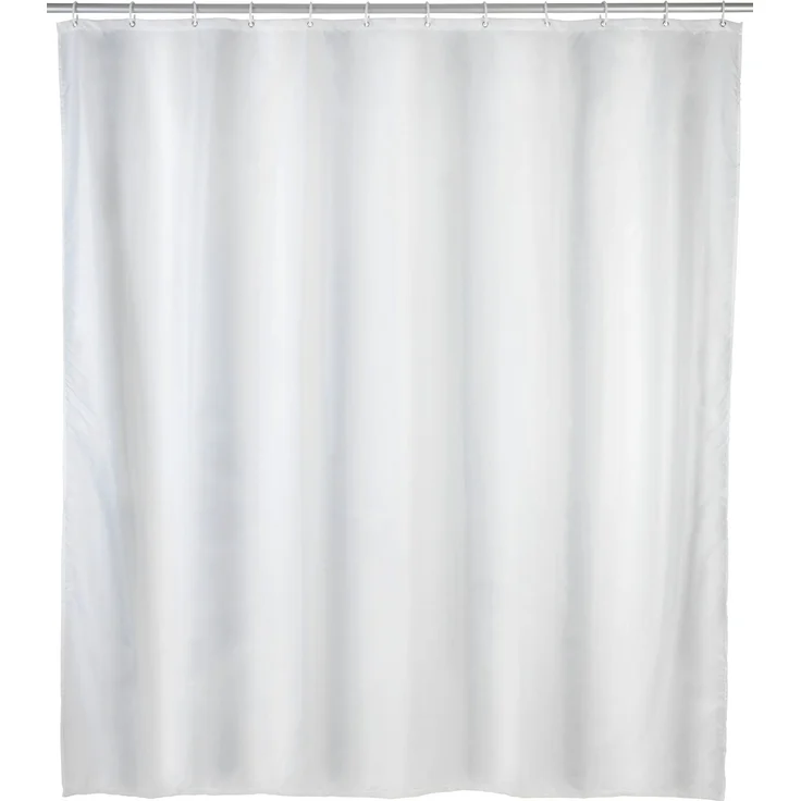 WENKO UNI Duschvorhang 120 x 200 cm, Weiß, Polyester, waschbar